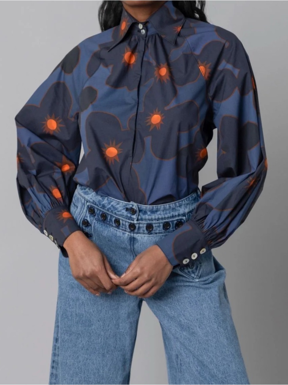 Hope for Flowers Tracy Reese Organic Cotton Puff Sleeve Sun Blouse XL NWOT